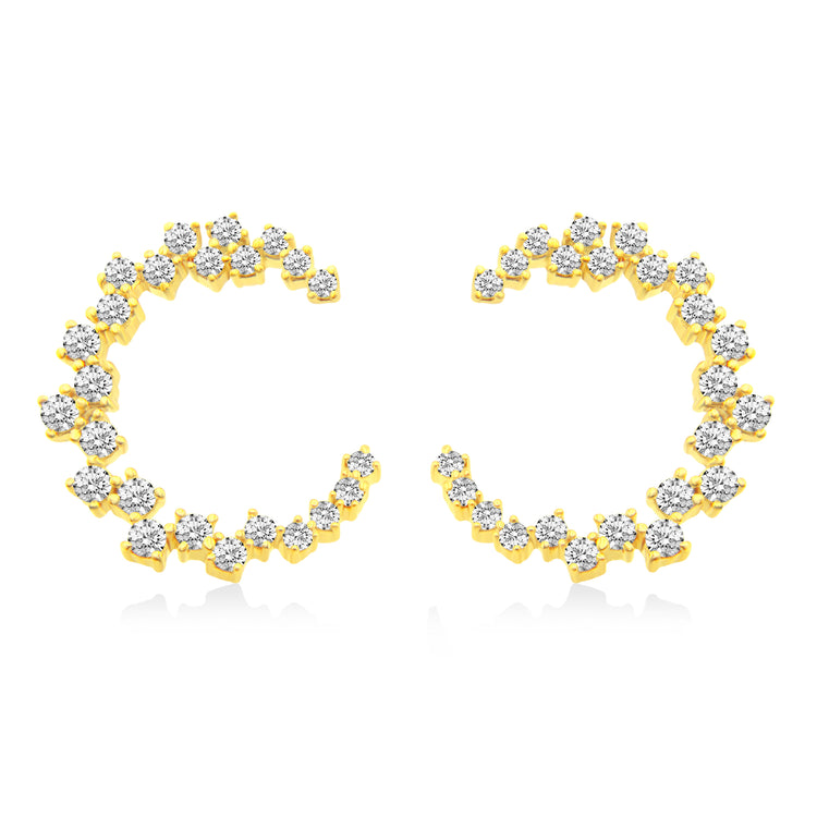 Royal Aura 14K Yellow/White Gold 1/2 Cttw (I1 Clarity) Diamond Hoop Earrings