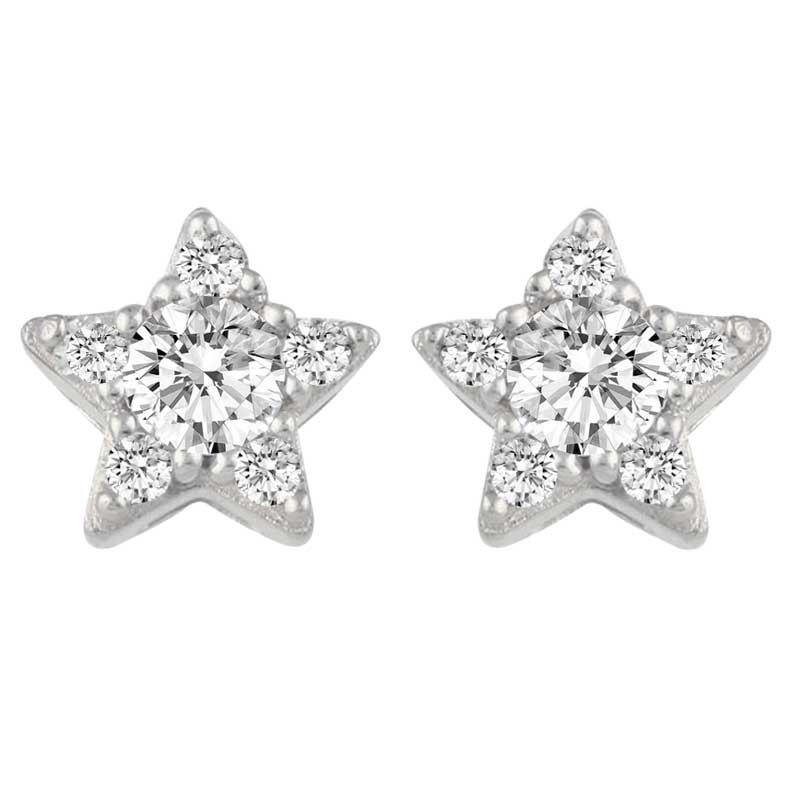 Star 1/4 Ctw Natural Diamond Stud Earrings set in 925 Sterling Silver fine jewelry holiday birthday gift