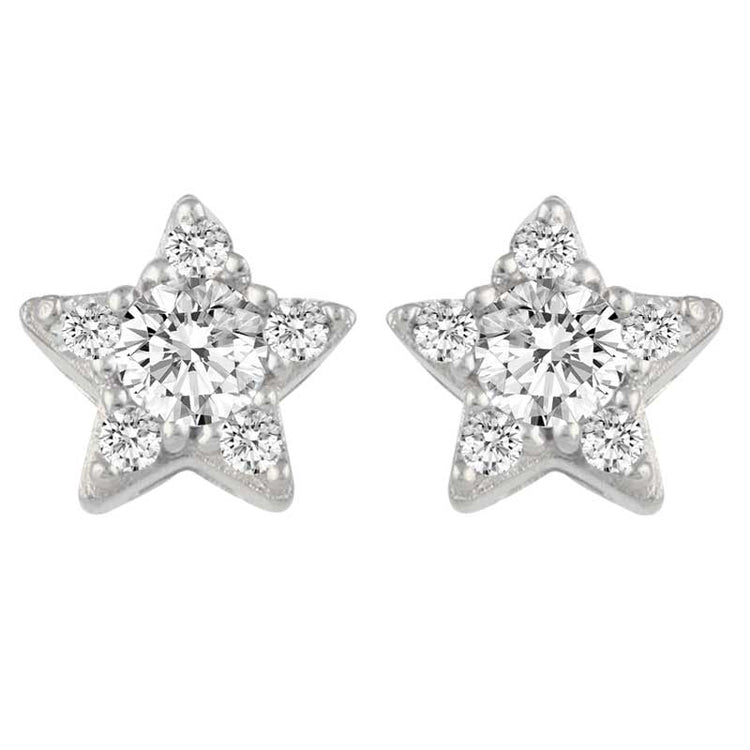 Star 1/4 Ctw Natural Diamond Stud Earrings set in 925 Sterling Silver fine jewelry holiday birthday gift