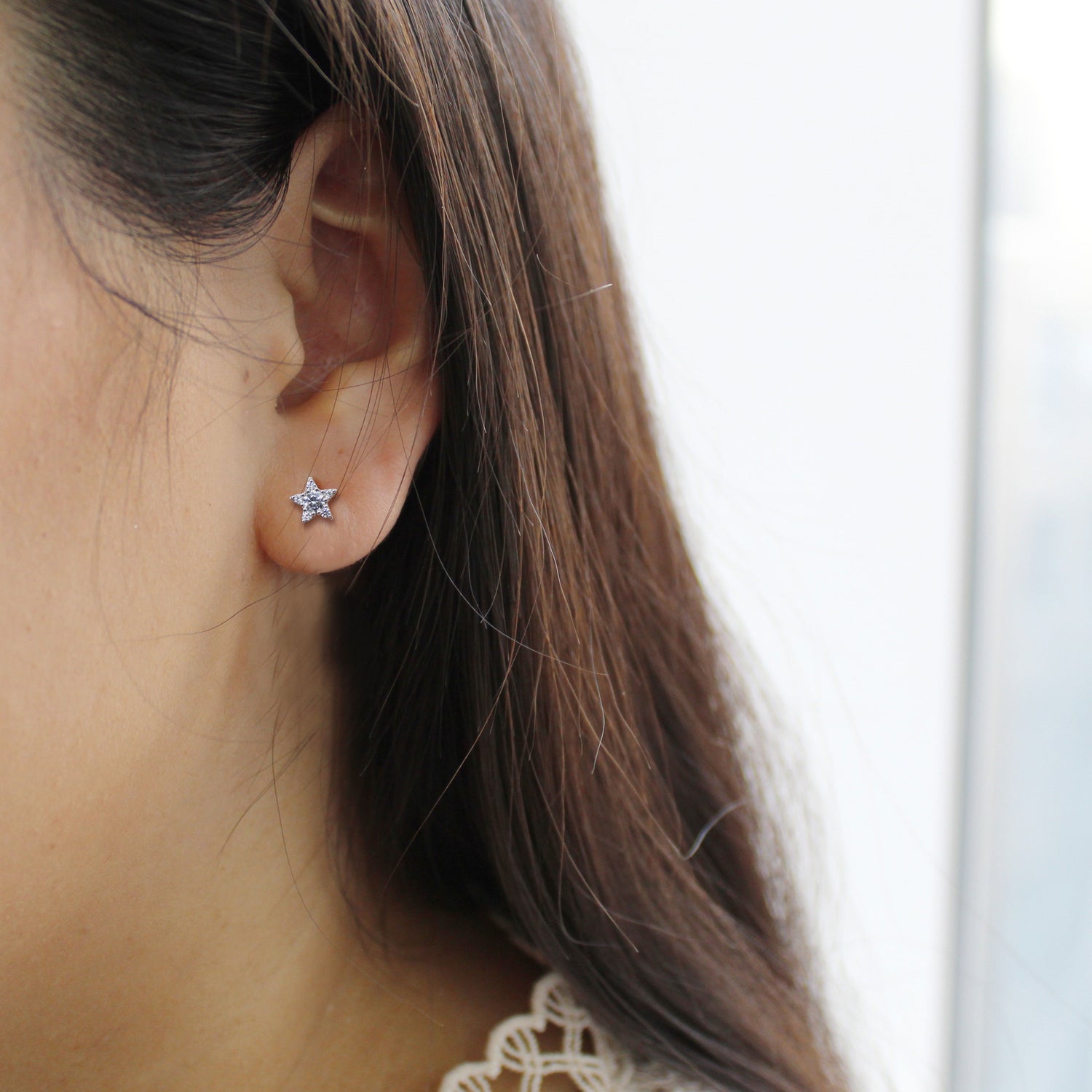 Star 1/4 Ctw Natural Diamond Stud Earrings set in 925 Sterling Silver fine jewelry holiday birthday gift