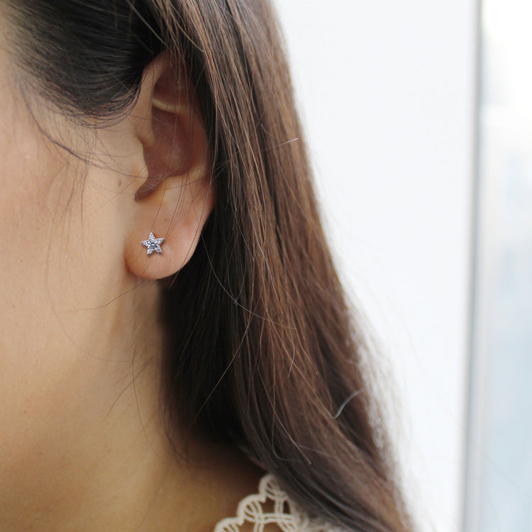 Star 1/4 Ctw Natural Diamond Stud Earrings set in 925 Sterling Silver fine jewelry holiday birthday gift