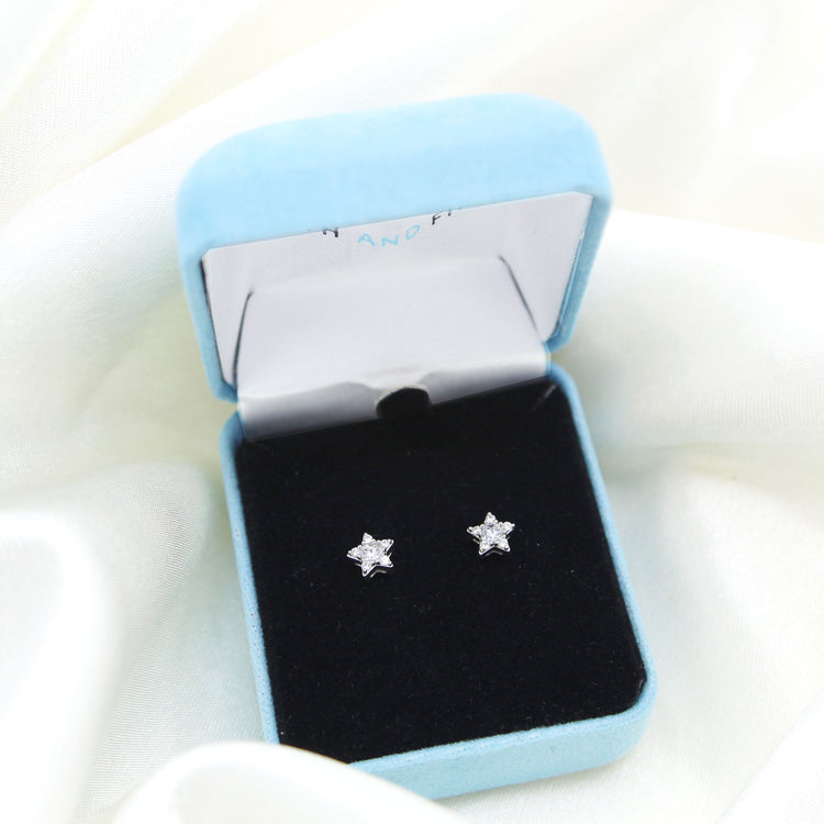 Star 1/4 Ctw Natural Diamond Stud Earrings set in 925 Sterling Silver fine jewelry holiday birthday gift