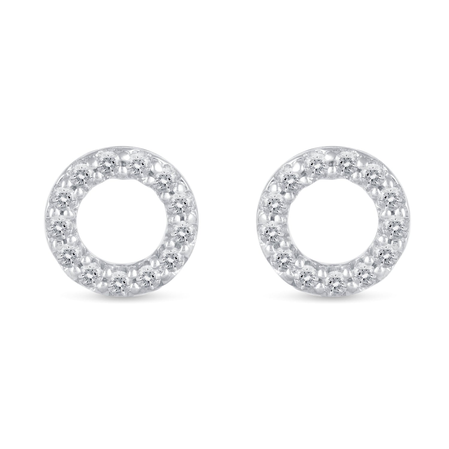 1/4 CTW Diamond Pave Stud Earrings set in 925 Sterling Silver Heart/Triangle/Circle/Cross/Teardrop/Open Heart