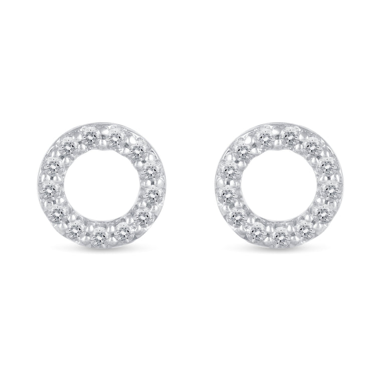 1/4 CTW Diamond Pave Stud Earrings set in 925 Sterling Silver Heart/Triangle/Circle/Cross/Teardrop/Open Heart