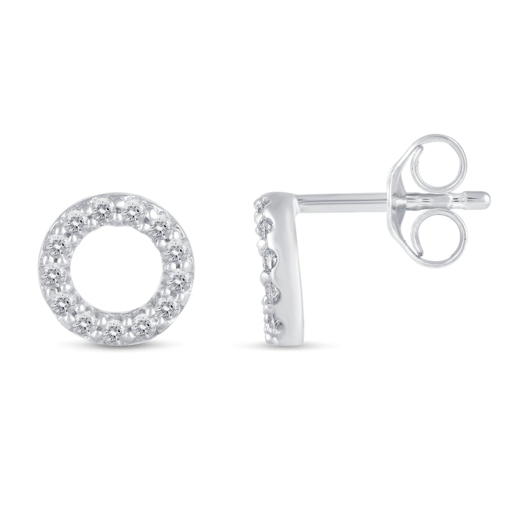 1/4 CTW Diamond Pave Stud Earrings set in 925 Sterling Silver Heart/Triangle/Circle/Cross/Teardrop/Open Heart