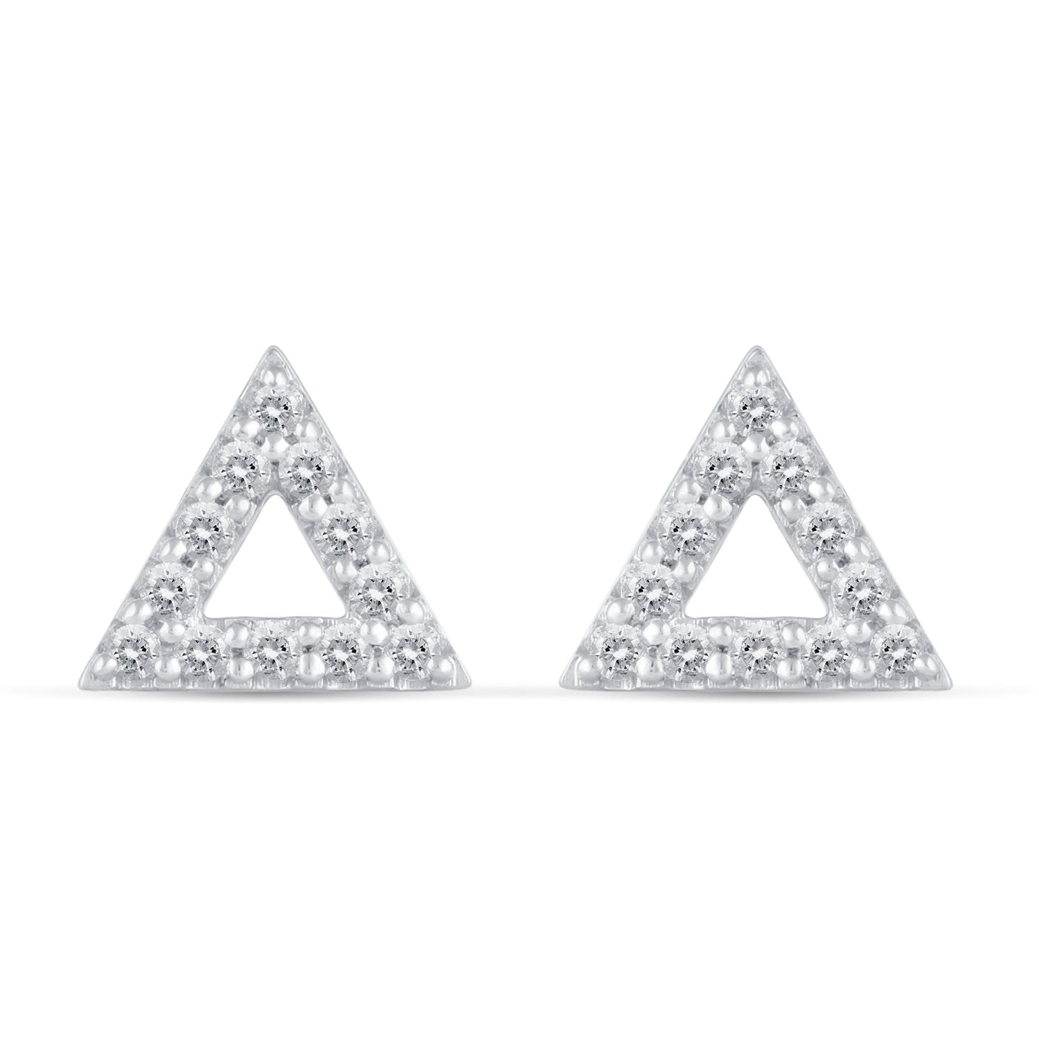 1/4 CTW Diamond Pave Stud Earrings set in 925 Sterling Silver Heart/Triangle/Circle/Cross/Teardrop/Open Heart