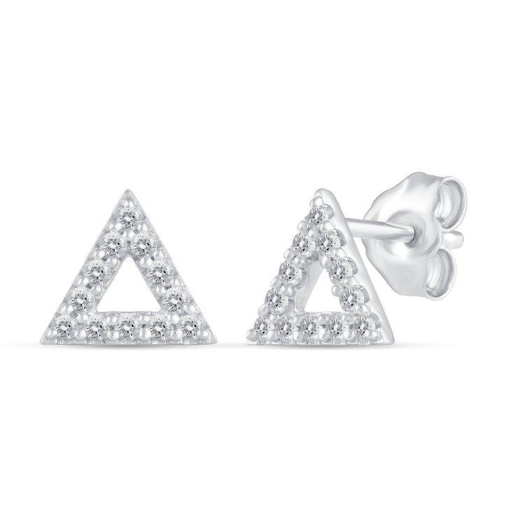 1/4 CTW Diamond Pave Stud Earrings set in 925 Sterling Silver Heart/Triangle/Circle/Cross/Teardrop/Open Heart