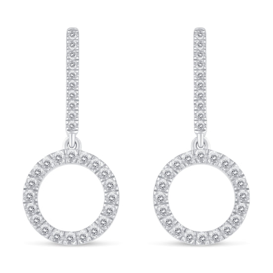 1/2 Ctw Natural Diamonds Open Circle Dangle Drop Earrings in 925 Sterling Silver birthday holiday valentine&