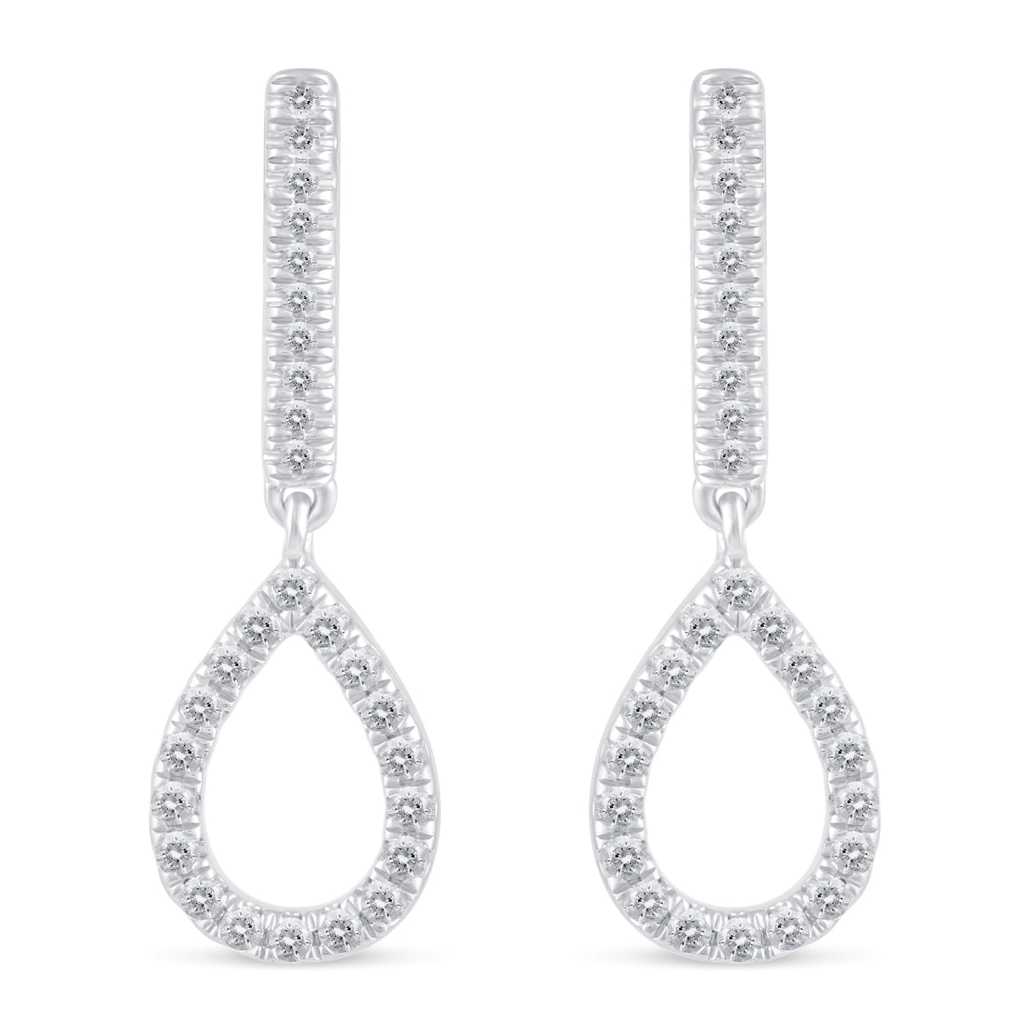 1/2 Ctw Natural Diamonds Open Teardrop Pear Shape Dangle Drop Earrings in 925 Sterling Silver birthday holiday valentine&