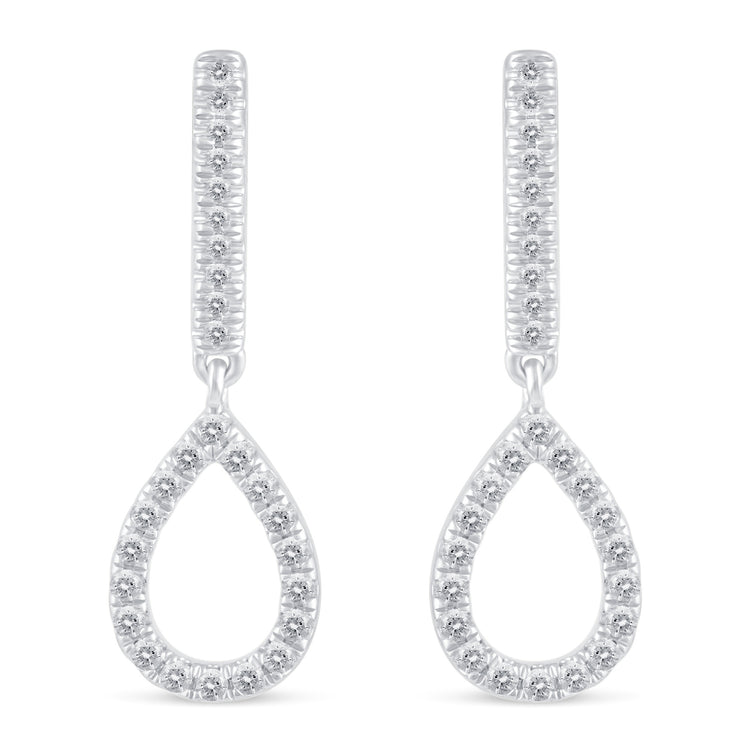 1/2 Ctw Natural Diamonds Open Teardrop Pear Shape Dangle Drop Earrings in 925 Sterling Silver birthday holiday valentine&