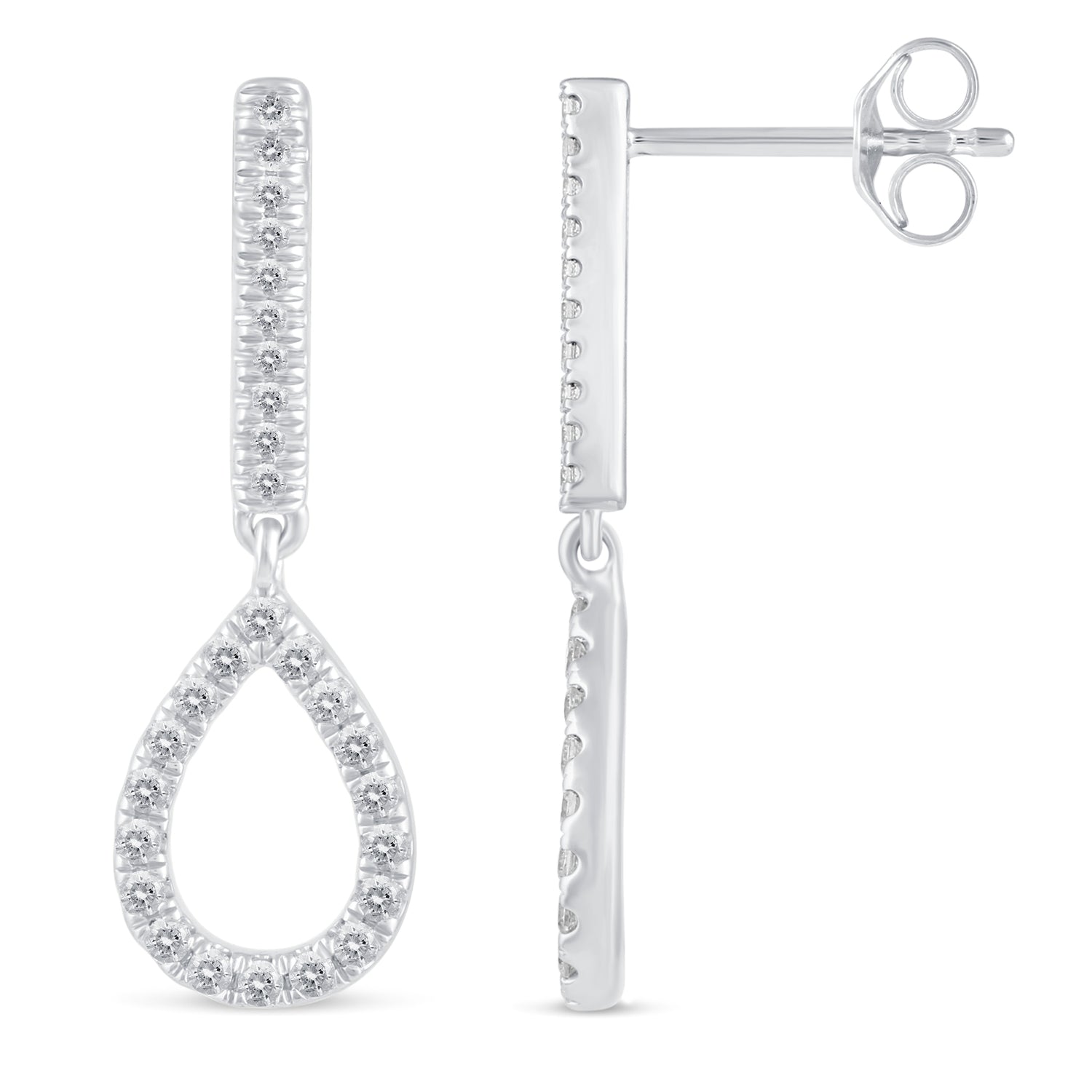 1/2 Ctw Natural Diamonds Open Teardrop Pear Shape Dangle Drop Earrings in 925 Sterling Silver birthday holiday valentine&