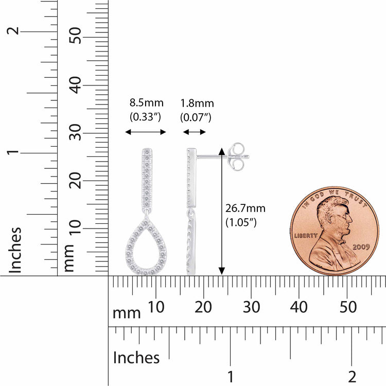 1/2 Ctw Natural Diamonds Open Teardrop Pear Shape Dangle Drop Earrings in 925 Sterling Silver birthday holiday valentine&
