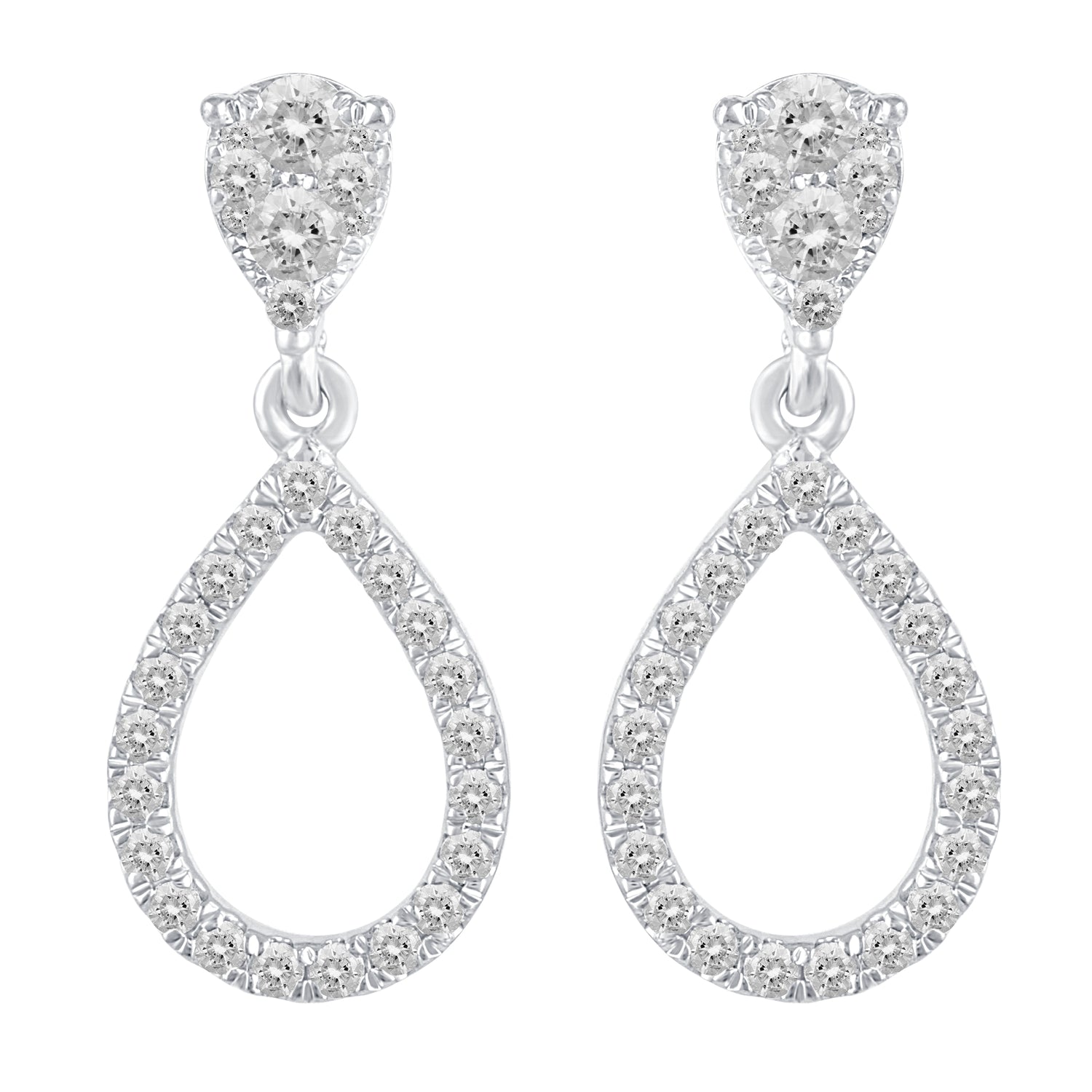 1/2 Ctw Natural Diamonds Double Teardrop Pear Shape Dangle Drop Earrings in 925 Sterling Silver birthday valentine&