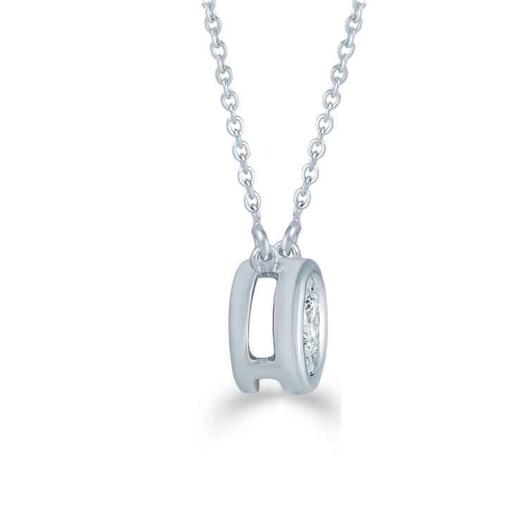 14K Gold Bezel Set 1/6 Carat TW Natural Round Diamond Pendant Necklace in White, Rose or Yellow Gold