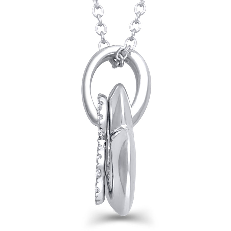 1/10 Cttw Diamond Double Heart Necklace in 14K White Gold