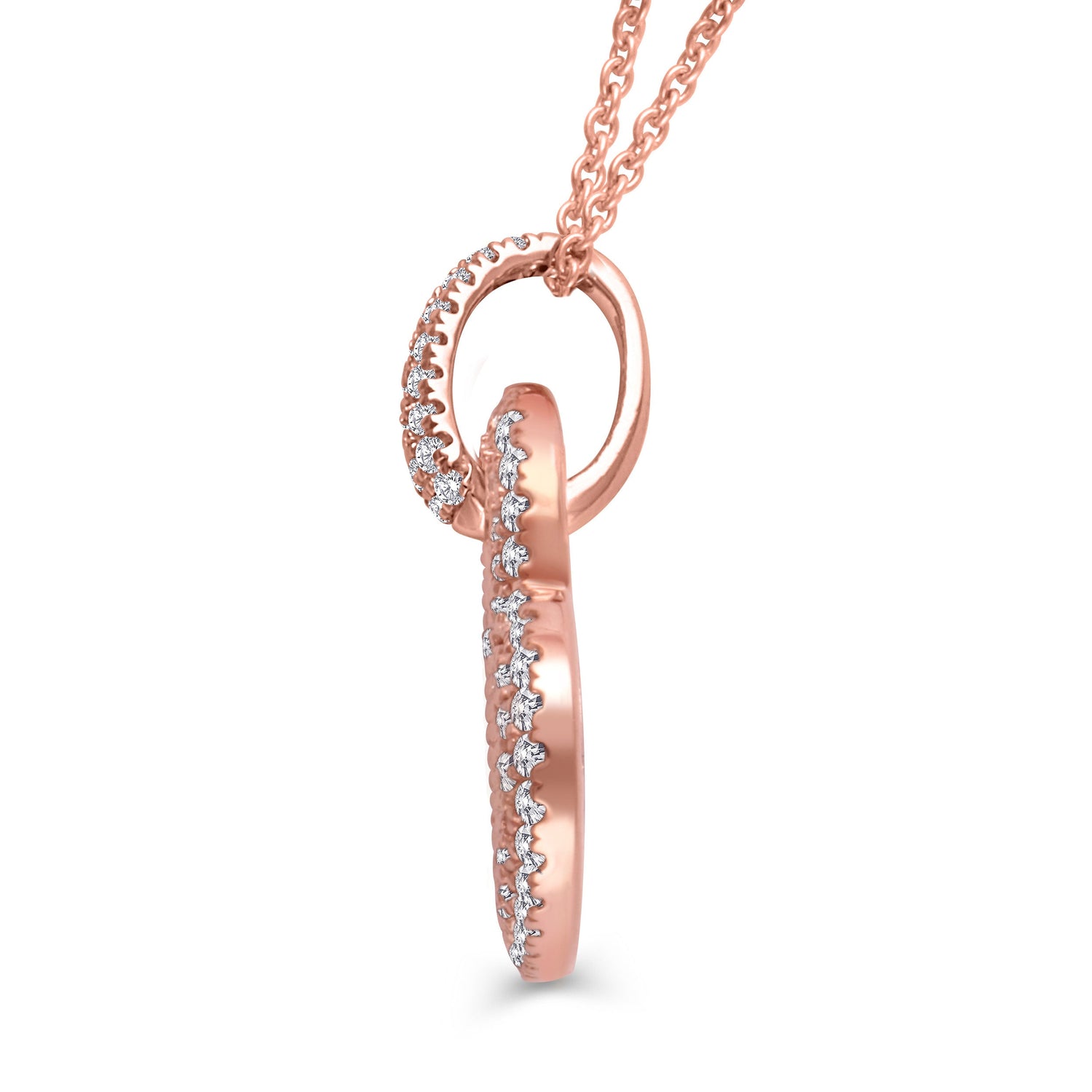1.00 Cttw Diamond Pave Heart Pendant Necklace in 14K Rose Gold