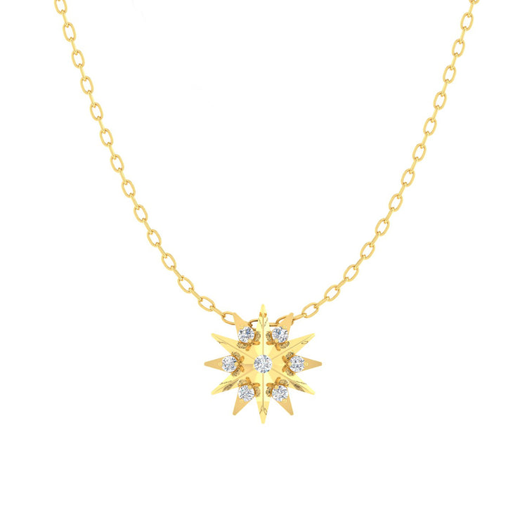 Starburst 1/20 Cttw Natural Diamond Pendant Necklace set in 925 Sterling Silver
