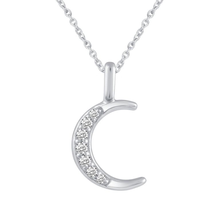 Sunshine and Crescent Moon Layered 1/10 Cttw Natural Diamond Pendant Necklace set in 925 Sterling (Yellow Gold & Silver)…