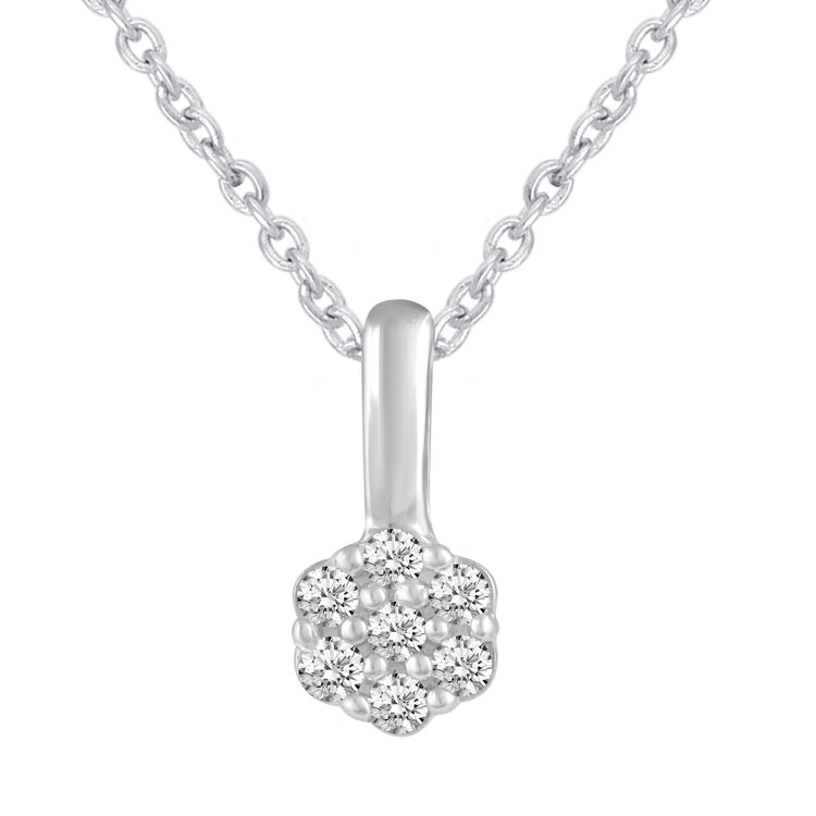 Floral and Horseshoe Layered 1/20 Cttw Natural Diamond Pendant Necklace set in 925 Sterling (Silver & Yellow Gold)… jewelry layering
