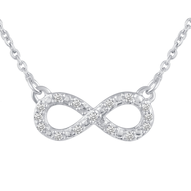 Infinity and Pillar Bar Layered 1/10 Cttw Natural Diamond Pendant Necklace set in 925 Sterling (Silver & Rose Gold)…