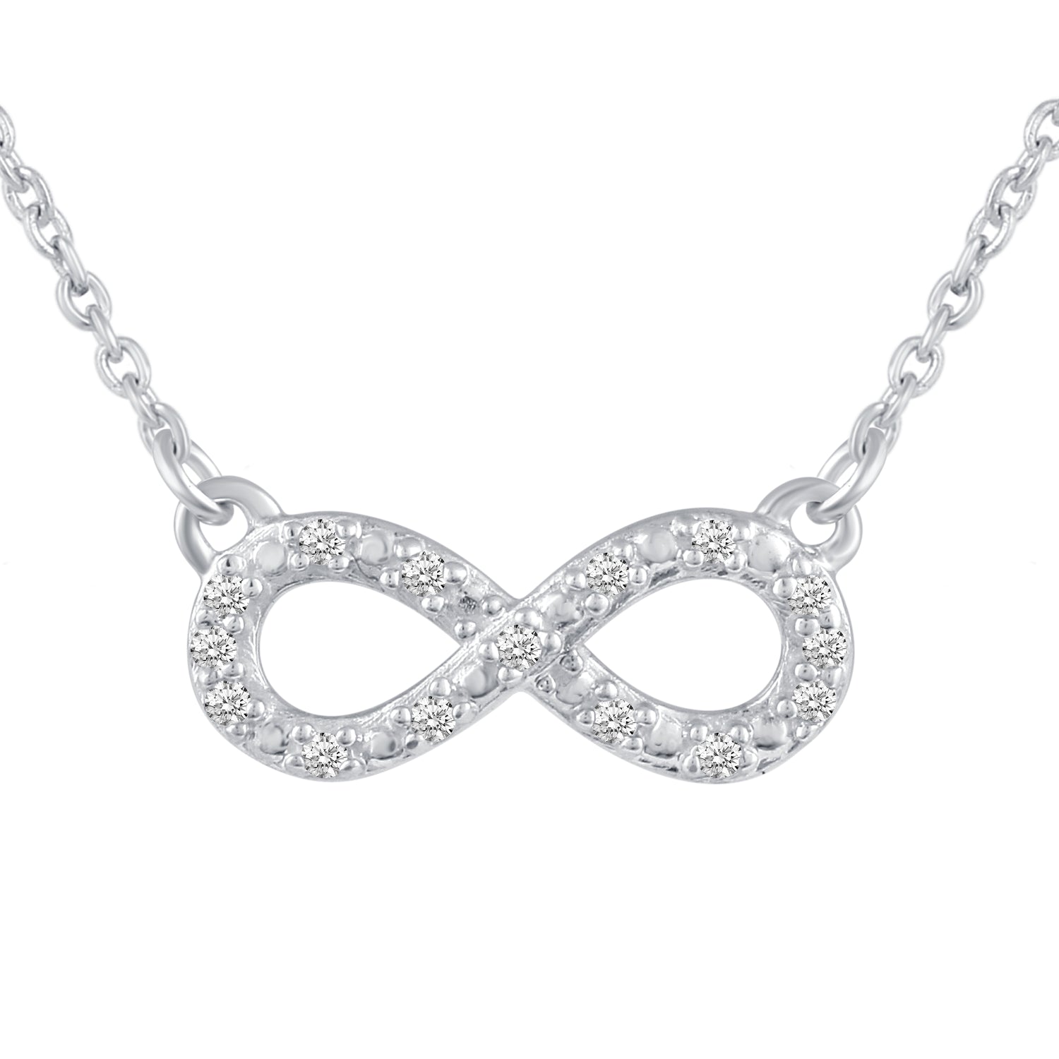 Infinity and Pillar Bar Layered 1/10 Cttw Natural Diamond Pendant Necklace set in 925 Sterling (Silver & Rose Gold)…
