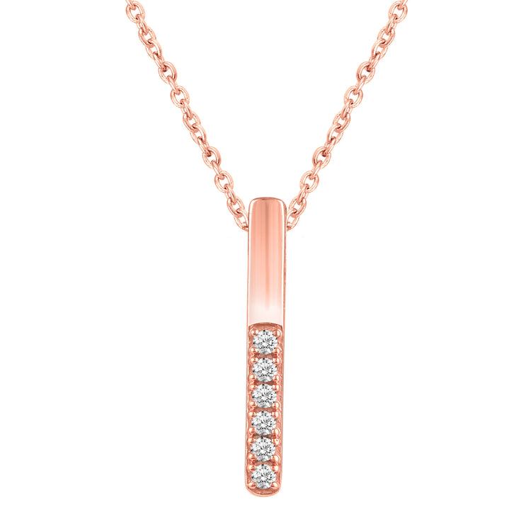 Infinity and Pillar Bar Layered 1/10 Cttw Natural Diamond Pendant Necklace set in 925 Sterling (Silver & Rose Gold)…