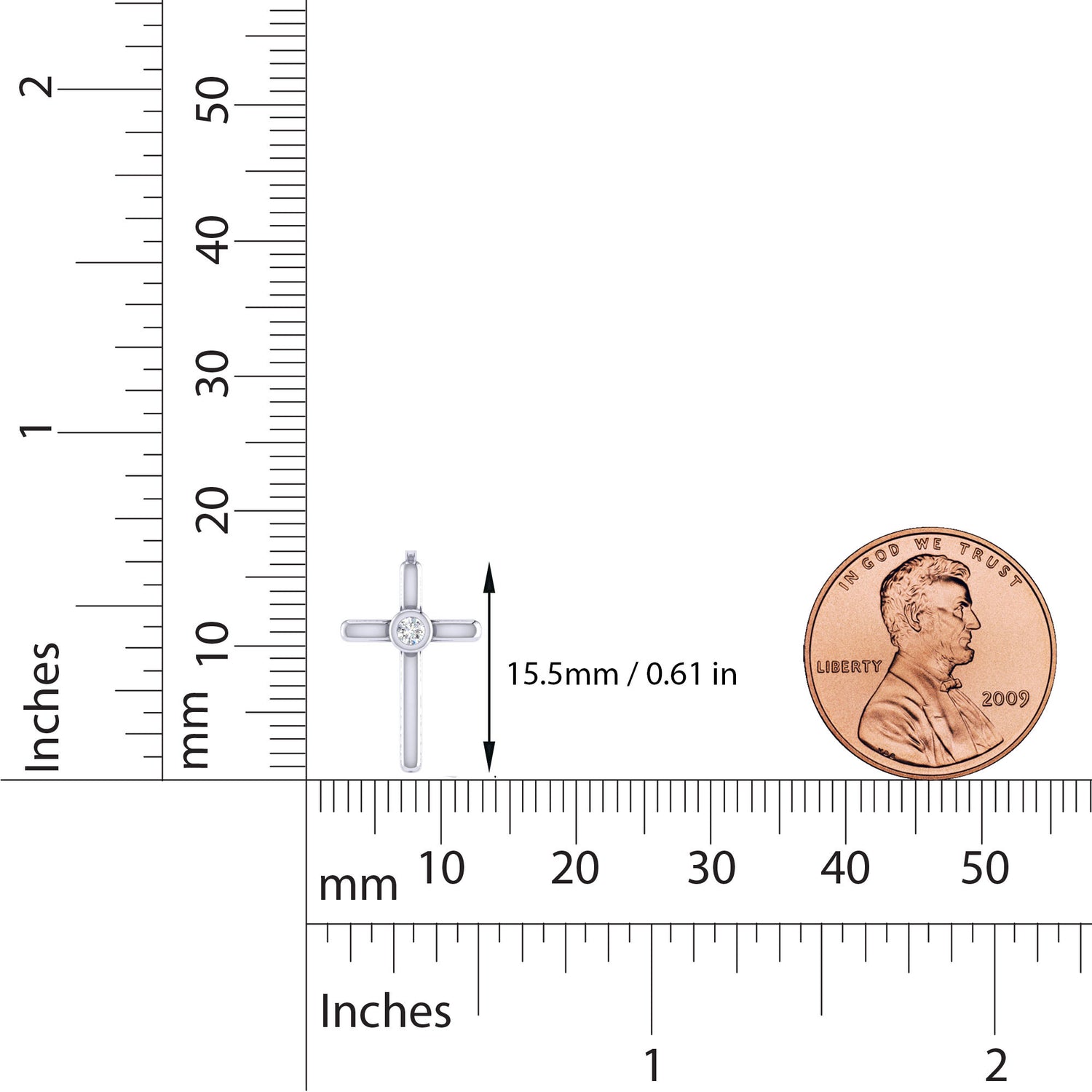 Simple Cross 1/20 Cttw Natural Diamond Pendant Necklace set in 925 Sterling Silver