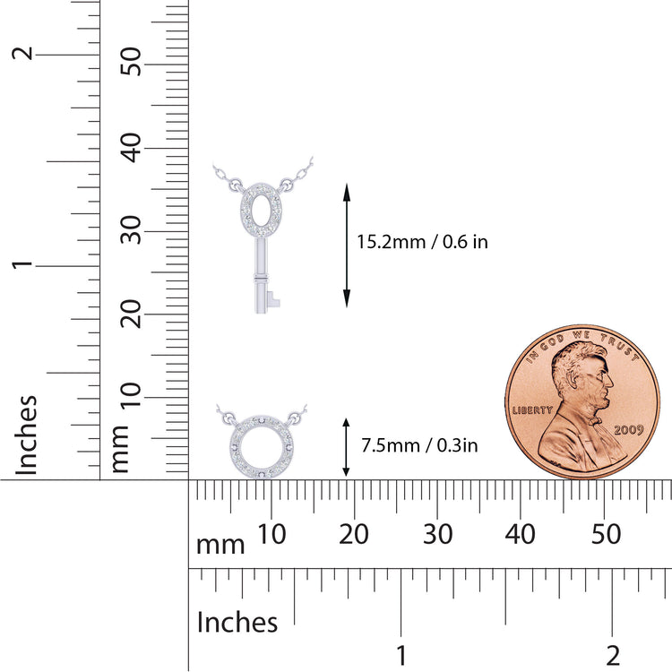 Circle and Key Layered 1/10 Cttw Natural Diamond Pendant Necklace set in 925 Sterling Silver…