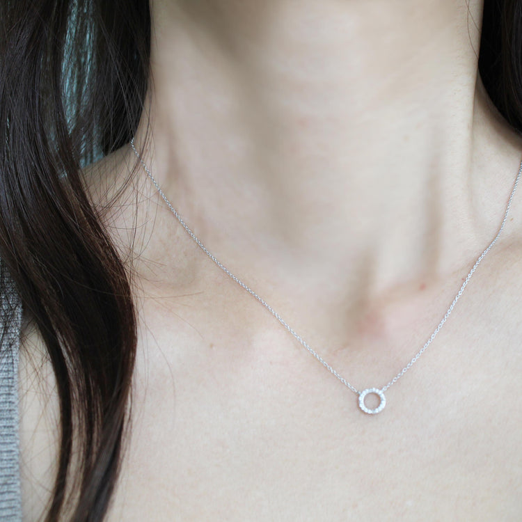 Circle of Life 1/20 Cttw Natural Diamond Pendant Necklace set in 925 Sterling Silver