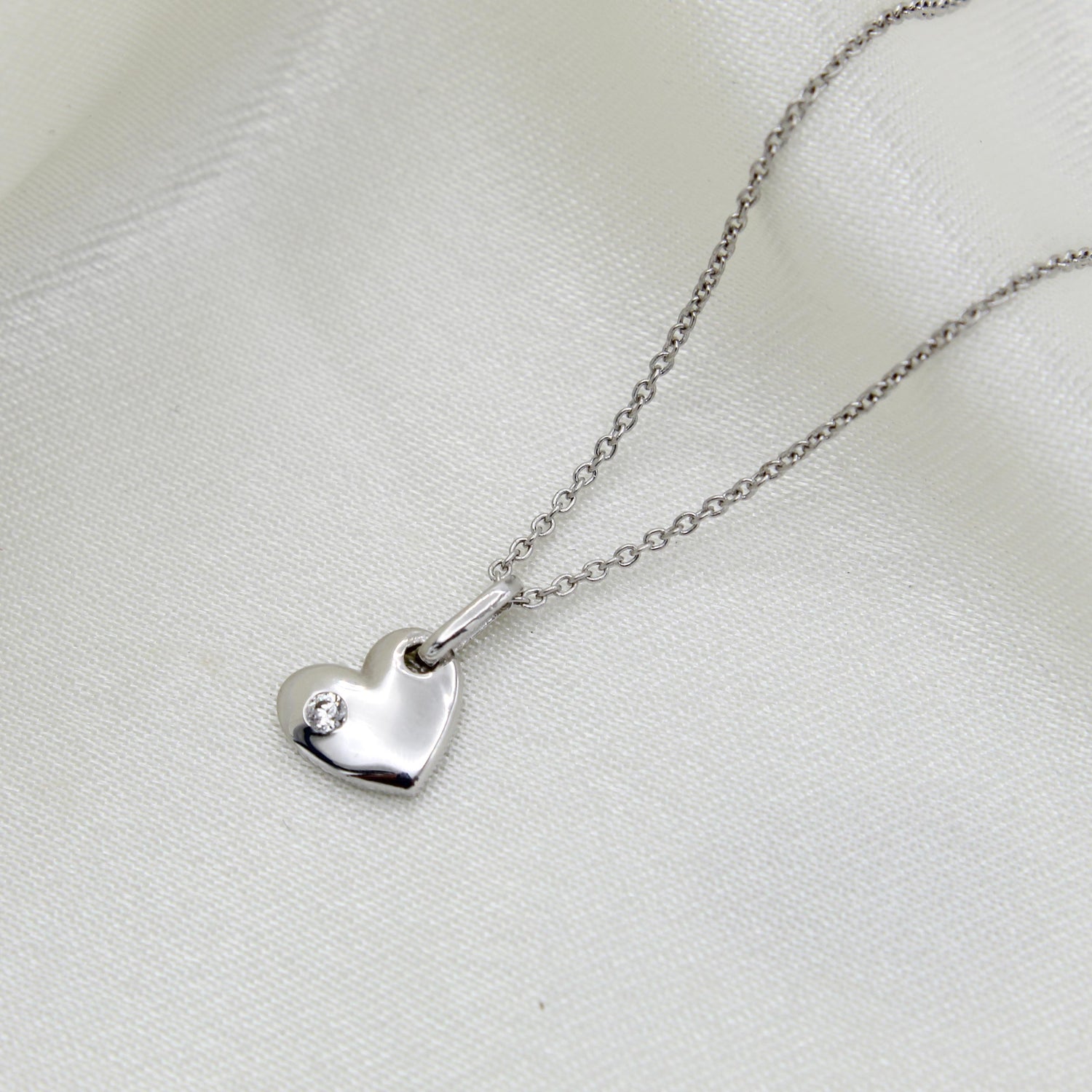 Dainty Heart 1/40 Cttw Natural Diamond Pendant Necklace set in 925 Sterling Silver