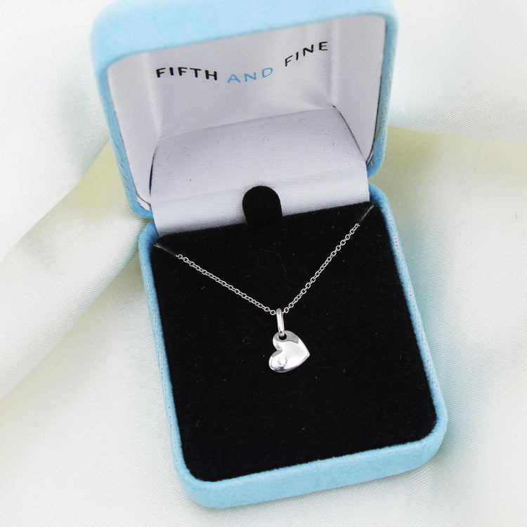 Dainty Heart 1/40 Cttw Natural Diamond Pendant Necklace set in 925 Sterling Silver