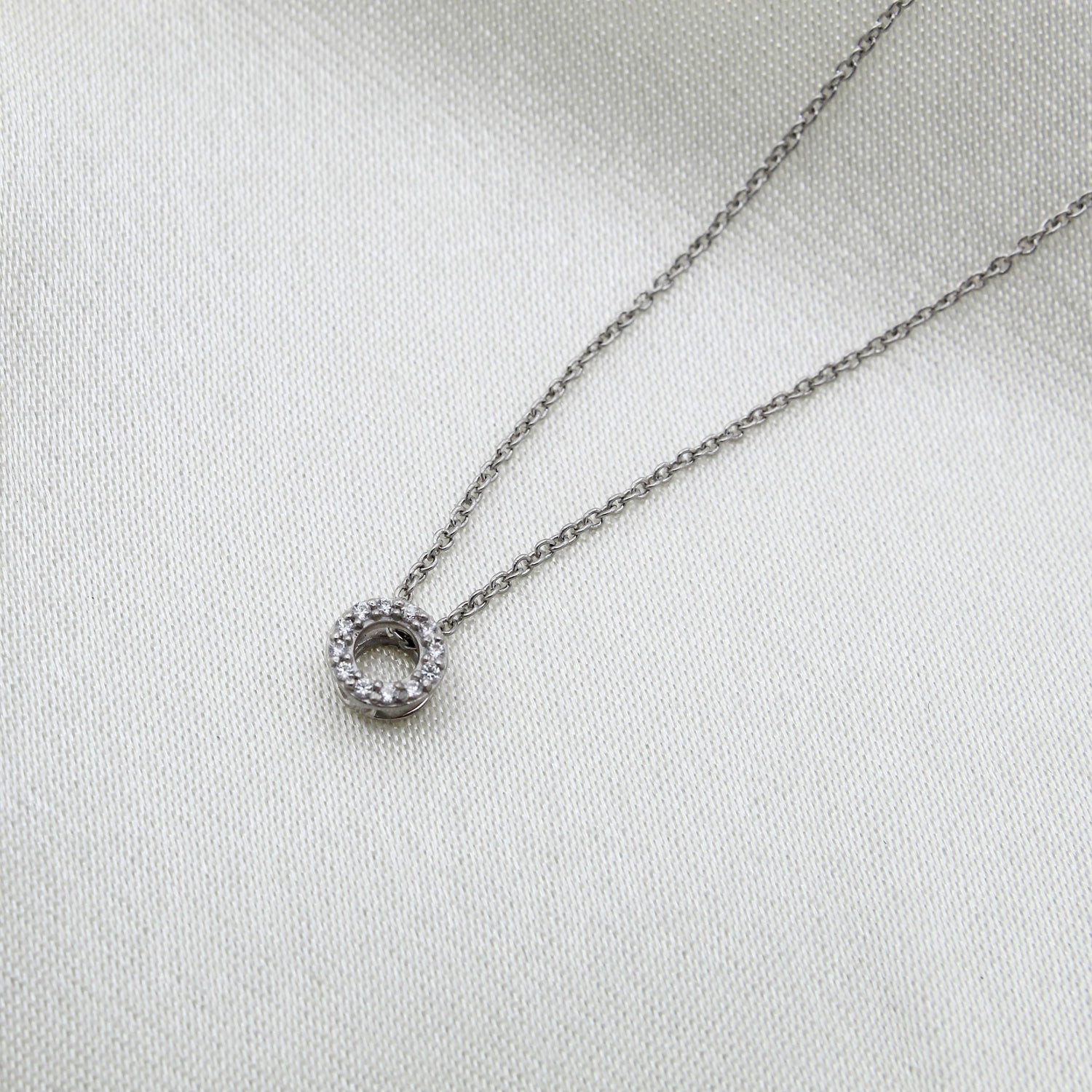 Eternity Circle 1/20 Cttw Natural Diamond Pendant Necklace set in 925 Sterling Silver