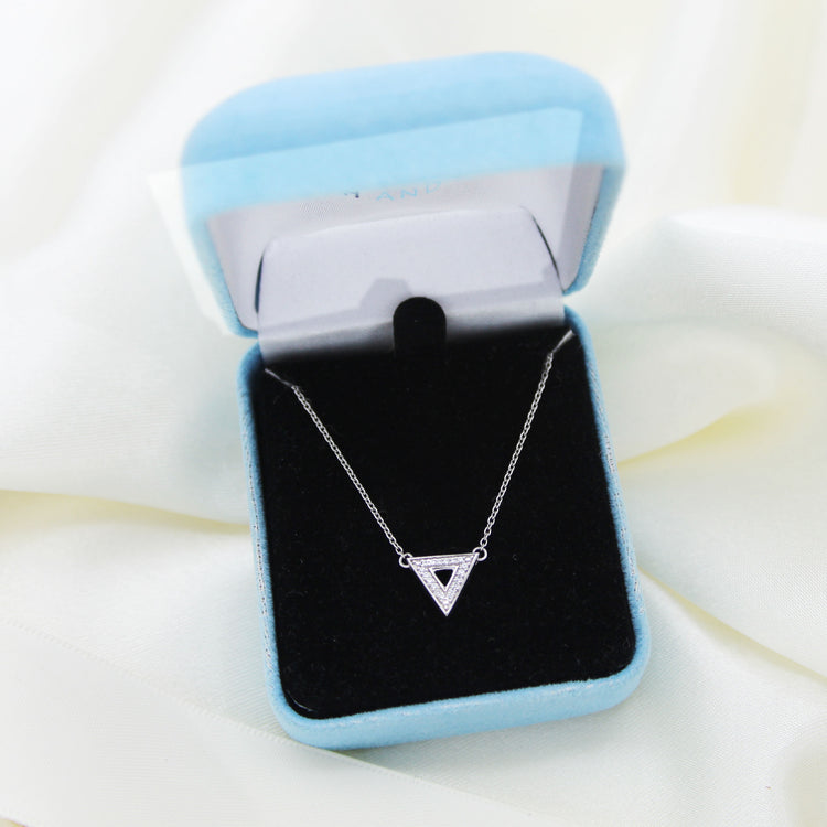 Triangle 1/20 Cttw Natural Diamond Pendant Necklace set in 925 Sterling Silver