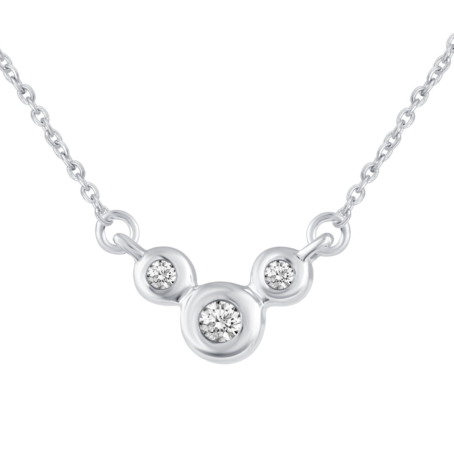 Triangle and Three Stone Layered 1/10 Cttw Natural Diamond Pendant Necklace set in 925 Sterling Silver… fine jewelry