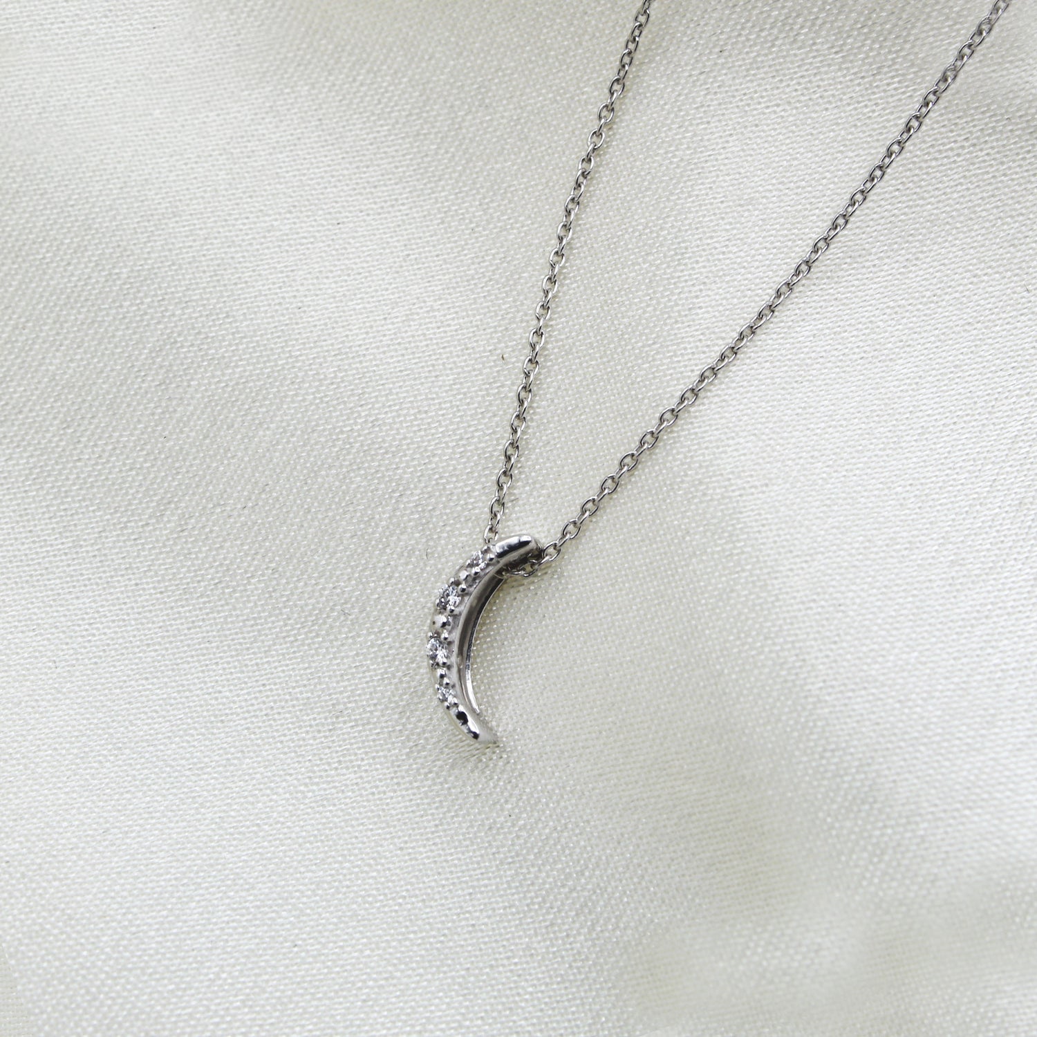 Moon 1/20 Cttw Natural Diamond Pendant Necklace set in 925 Sterling Silver