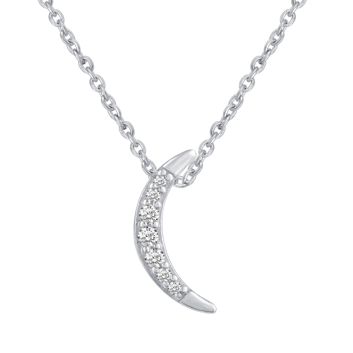 Moon 1/20 Cttw Natural Diamond Pendant Necklace set in 925 Sterling Silver