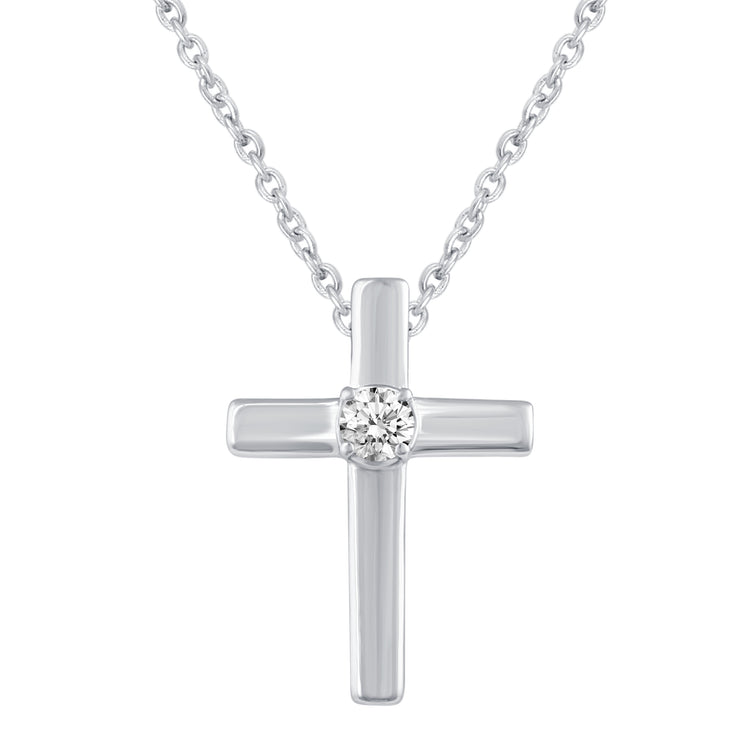 Heart and Cross Layered 1/10 Cttw Natural Diamond Pendant Necklace set in 925 Sterling Silver…