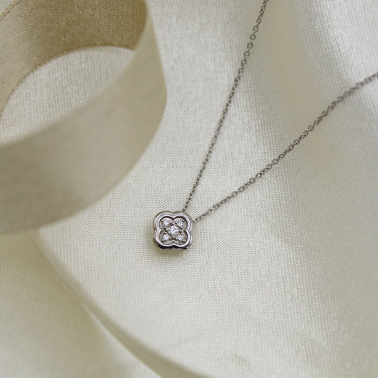 Clover 1/20 Cttw Natural Diamond Pendant Necklace set in 925 Sterling Silver fine jewelry