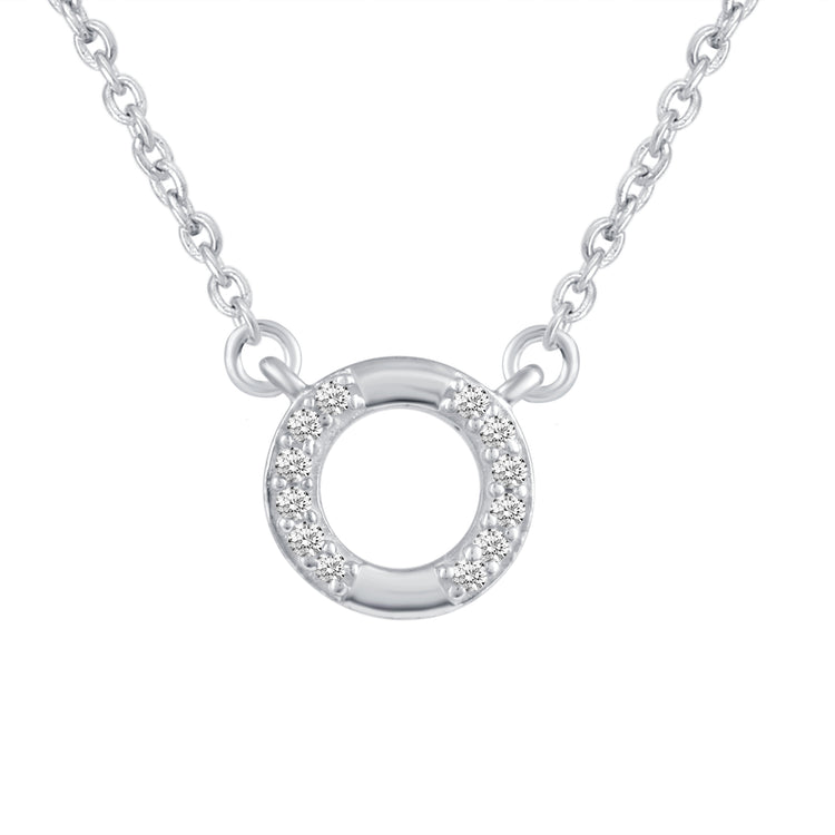 Karma Circle 1/20 Cttw Natural Diamond Pendant Necklace set in 925 Sterling Silver