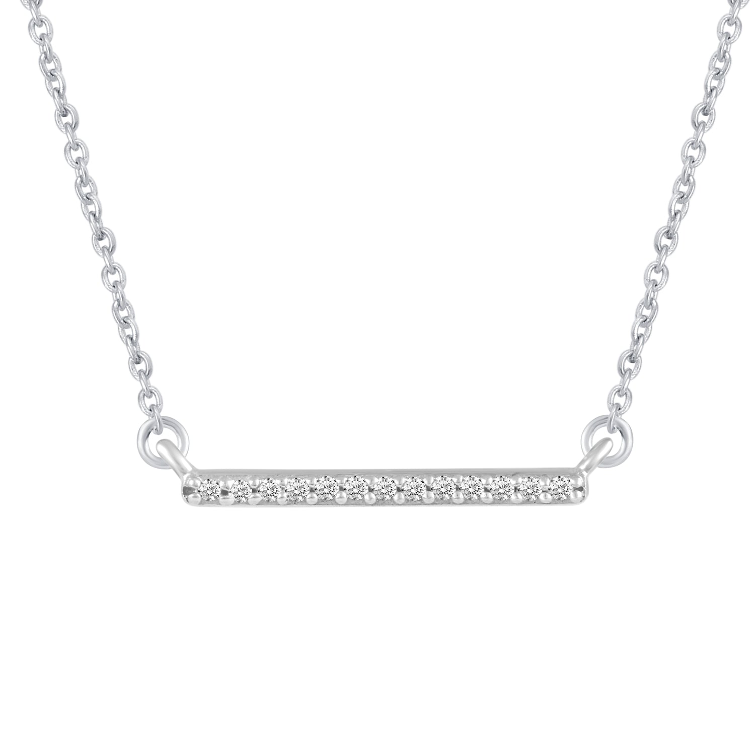 Bar and Leaf Clover Layered 1/10 Cttw Natural Diamond Pendant Necklace set in 925 Sterling Silver…