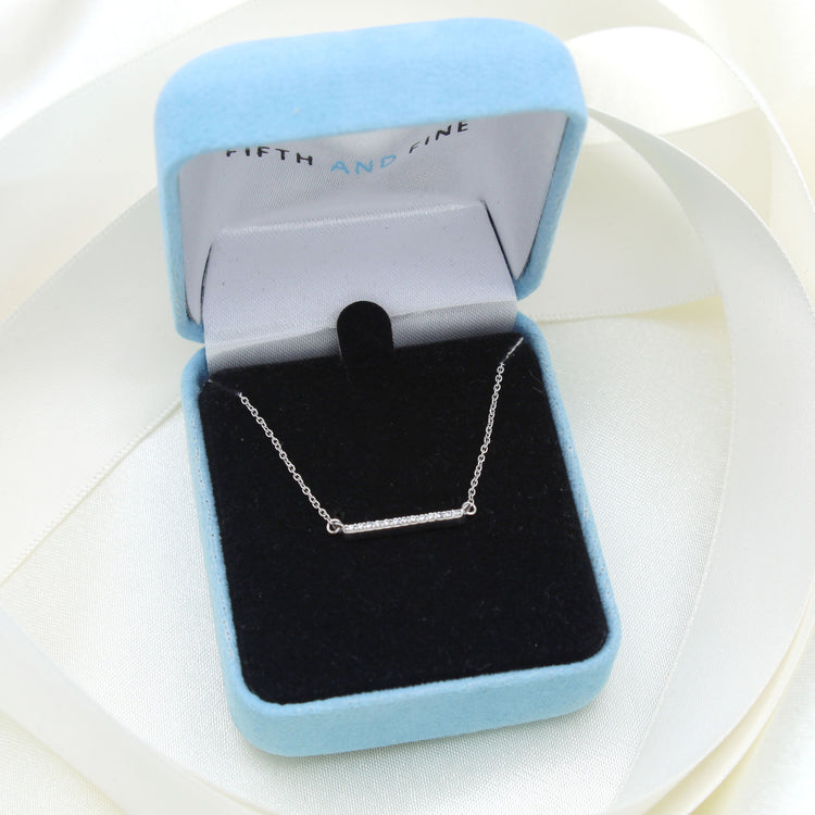 Sideways Bar 1/20 Cttw Natural Diamond Pendant Necklace set in 925 Sterling Silver