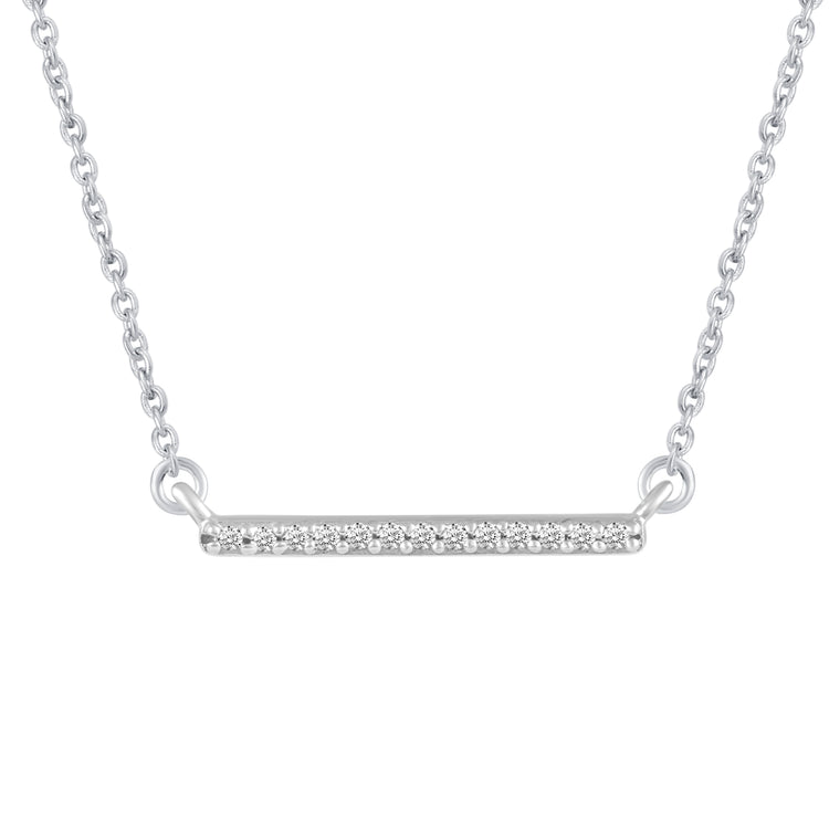 Bar and Leaf Clover Layered 1/10 Cttw Natural Diamond Pendant Necklace set in 925 Sterling Silver…