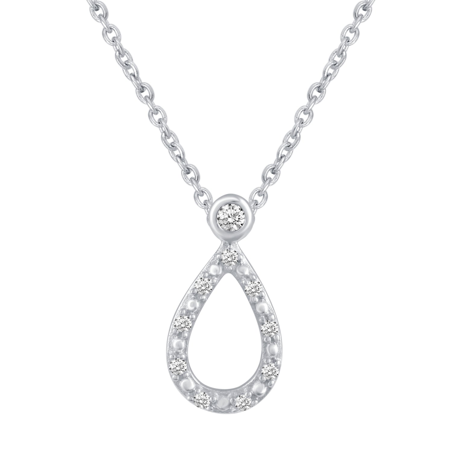 TearDrop 1/20 Cttw Natural Diamond Pendant Necklace set in 925 Sterling Silver jewelry gift