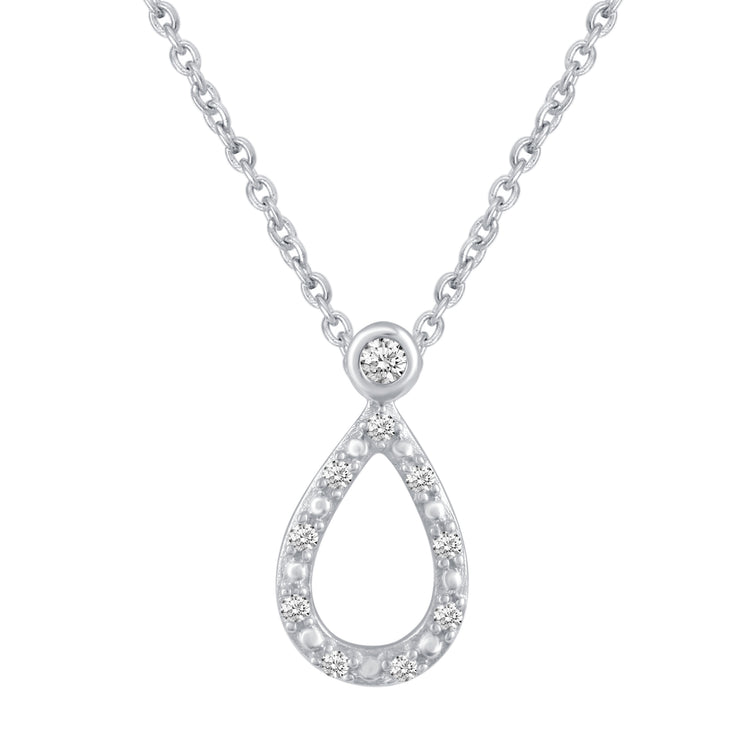 TearDrop 1/20 Cttw Natural Diamond Pendant Necklace set in 925 Sterling Silver jewelry gift