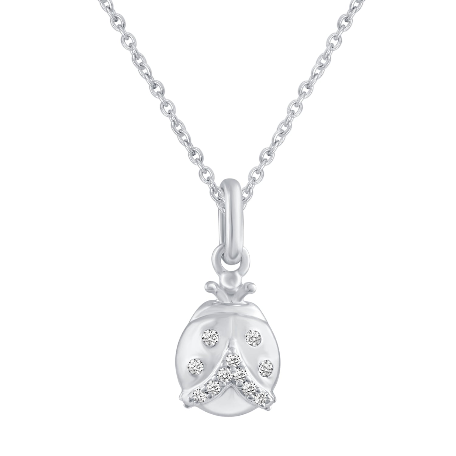 LadyBug 1/20 Cttw Natural Diamond Pendant Necklace set in 925 Sterling Silver fine jewelry