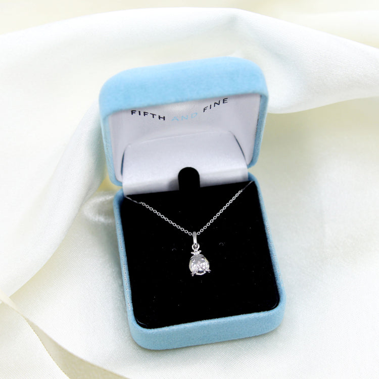 LadyBug 1/20 Cttw Natural Diamond Pendant Necklace set in 925 Sterling Silver fine jewelry