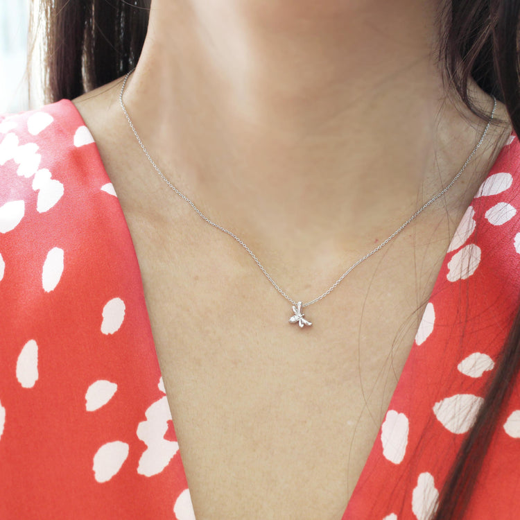 Bee 1/40 Cttw Natural Diamond Pendant Necklace set in 925 Sterling Silver