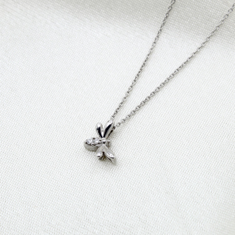 Bee 1/40 Cttw Natural Diamond Pendant Necklace set in 925 Sterling Silver