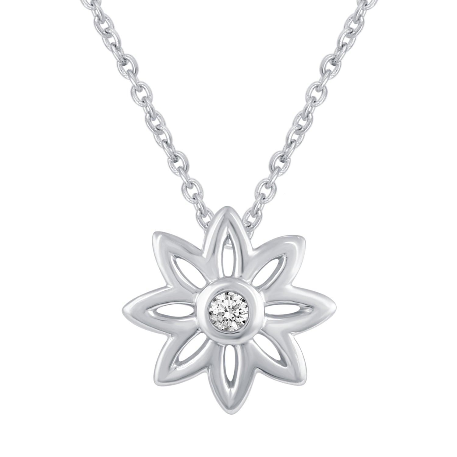 Bee and Flower Layered 1/20 Cttw Natural Diamond Pendant Necklace set in 925 Sterling Silver…
