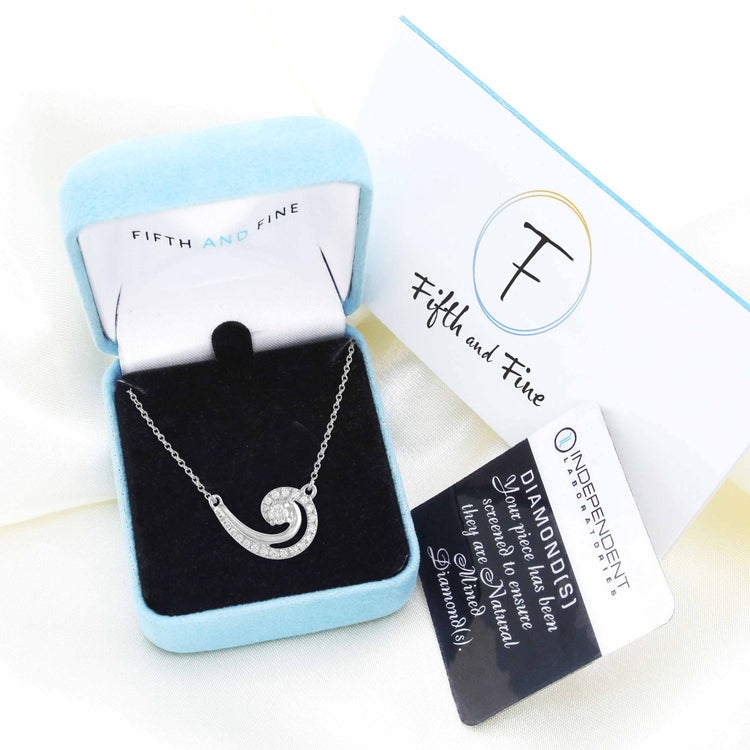 1/5 CT TW Diamond Duo Swirl Pendant Necklace in 925 Sterling Silver